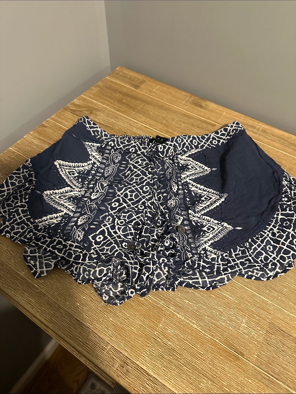 Rusty Navy Blue Printed High Waist Women's Shorts